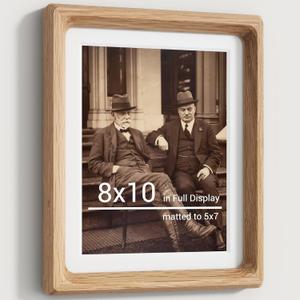 8x10 Picture Frames Natural Oak,Original Wood Hand Make Crafted Photo Frame with Mat to 5x7 Graduation Picture Display,Family Picture,Wedding Picture Tabletop & Wall Decoration (8"x10" |mat to 5"x7", Natural White Oak)