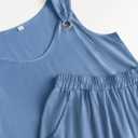 HVT Women's 2 Piece Outfit O-Ring Strap Tank Top Shorts Set Loose Fit Casual Lightweight Matching Set for Daily & Beach (L)