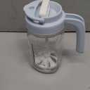 Papablic Glass Breastmilk Pitcher, Fast Baby Formula Maker with Mixing Handle Lid, Wide Mouth Mason Jar Breast Milk Storage Container with Flip-Lock Spout, BPA-Free, Baby Registry Search Items, Blue