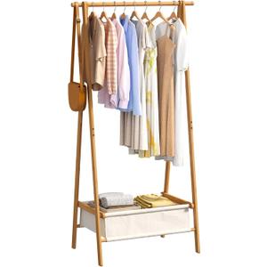 Clothing Rack, Coat Rack Freestanding for Hanging Clothes, Dress up Rack with Storage Basket,Closet Organizer for Hanging Clothes (Tall)