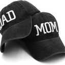 Mom and Dad Hats New Dad Mon Parents Gifts for Couples Fathers Day Embroidered Baseball Caps (Gray)