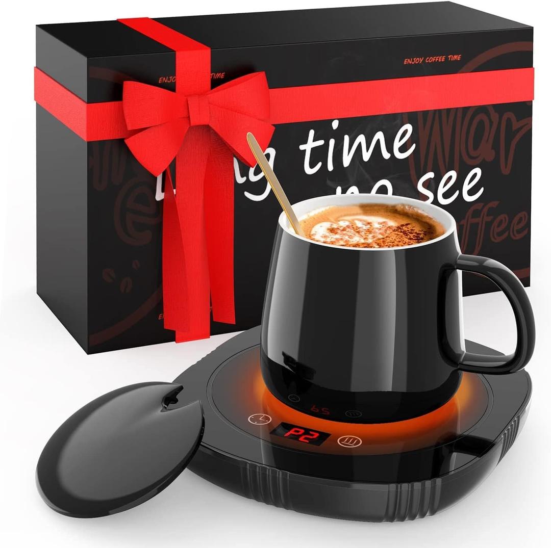 Coffee Mug Warmer, Cup Warmer for Desk with Auto Shut Off, 2 Temp Settings & 1-12H Timer, Coffee Heater Smart Electric Beverage Coffee Cup Warmer, Warmer for Tea, Water, Milk and Coco - Black