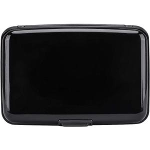 ELFISH RFID Blocking Credit Card Protector Aluminum ID Case Hard Shell Business Card Holders Metal Wallet for Men or Women (Black)