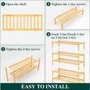Smiry Shoe Rack, 5 Tier Bamboo Shoe Organizer, Stackable Free Standing Wooden Shoe Storage Shelf for Closet, Entryway, Front Door Entrance, Natural Bamboo