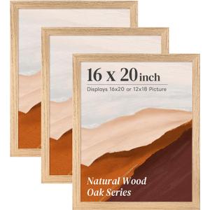 HOUSE DAY 3 Pack 16x20 Frames, 16x20 Poster Frame Natural Oak Solid Wood