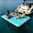 TONKOUM 8ft x 6 ft Floating Dock Water Platform, Multi-People Inflatable Water Mat Swim Docks, Inflatable Dock Raft for Lake/ Boat/ Island/ Pool