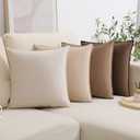WEMEON Velvet Throw Pillow Covers 18x18 Set of 4,Solid Color Pillows Soft Decorative Square Couch Pillow Covers,Mix and Match Home Decor for Sofa Bedroom Car Couch (Brown/Beige) (18" x 18" (Pack of 4), Brown/Beige(velvet))