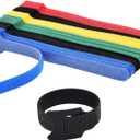 60PCS Fastening Cable Ties Reusable, Premium 6-Inch Adjustable Cord Ties, Microfiber Cloth Cable Management Straps Hook Loop Cord Organizer Wire Ties Reusable (Assorted Colors)