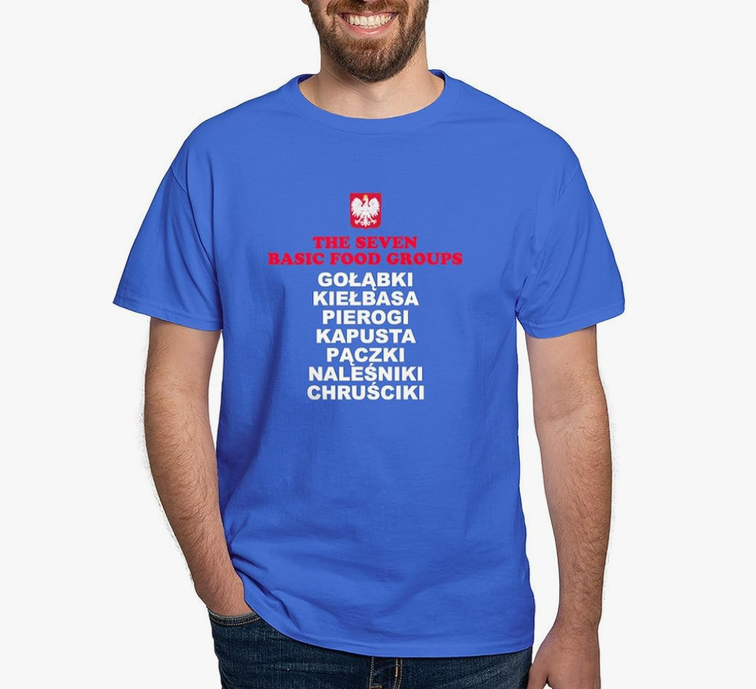 CafePress Seven Basic Polish Food Groups T Shirt Men's 100% Cotton, Classic Graphic Dark T-Shirt, Large