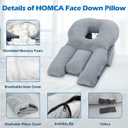 HOMCA Face Down Pillow for Eye Surgery Recovery, Soft Support Stomach Sleeping Pillow with Adjustable Airflow Gap, Face Hole for SmallMedium Adult Faces, Not Recommended for Larger Face Sizes