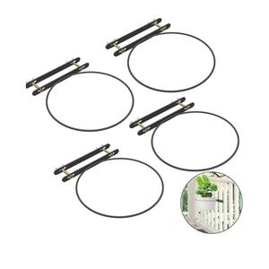 Hanging Flower Pots Holder Deck Railing Plant Container Holder for Round Pot Planters (10") Hanging Bucket Flower Pot Holder for Patio Balcony Outdoor Plants 4 Pack