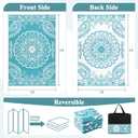 Pauwer Waterproof Outdoor Rug 5x8, Reversible Plastic Straw Patio Camping Rug, Indoor Outdoor RV Mat Carpet for Deck, Camper, Porch, Balcony, Backyard, Picnic, Boho Teal