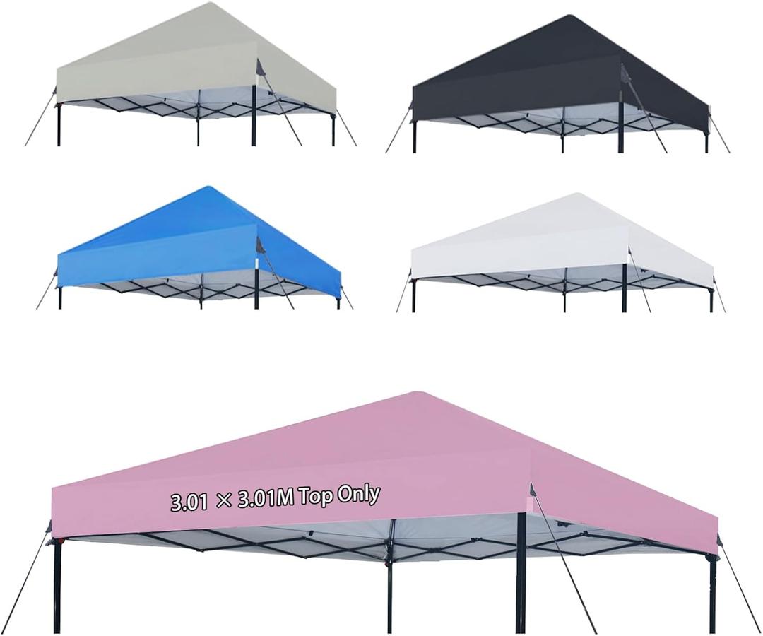 Joramoy 10×10 Canopy Replacement Top Only, Waterproof Pop Up Canopy Tent Top Cover with Ropes, Instant Canopy Top Sunshade Sliver Coated for Outdoor Garden Patio Camping (Light Pink)