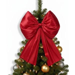 32 x 41 Inches Christmas Extra Large Satin Bows Giant Christmas Tree Topper Bow Decorations for Home Xmas Tree Toppers Wreath Wall Birthday Wedding Engagement Party Decor(Red)