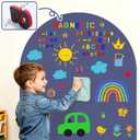 Large Magnetic Wall Decals Kids Navy Blue Magnetic Chalkboard Sticker with 79 Alphabet Letters Magnet Playwall Peel and Stick Dry Erase Board Sticker for Playroom Nursery Classroom Decor 31.5"x39.4"