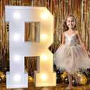 Pooqla 3FT Marquee Light Up Letters, LED Big Mosaic Marquee Letters 3 Feet, Giant LED Sign for Balloons Birthday Anniversary Wedding Party Decoration, Cool White and Warm White Letter R