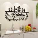Kitchen Wall Decor 3D-DIY Silver Black Bless This Home for Kitchen Decor Wall Art for Dining Room Living Room Decoracin para Cocina (Style 2 Black)