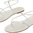 GORGLITTER Women's Metallic Strappy Flat Sandals Open Toe Dressy Summer Beach Thong Slides (7.5)