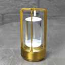 Cordless Table Lamp Rechargeable Portable Metal Touch Small Desk Lamp,Indoor/Outdoor Battery Operated LED Night Light,3Color Stepless Dimming Crystal Lantern Suitable bedrooms,Bars,cafes,Camping,Gold