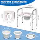 3 in 1 Commode Chair for Toilet with Arms, 500 lbs Bedside Commode Chair for Toilet with Bucket 4.4Qt, Width Adjustable Bedside Commode for Seniors, 21”-25“ Extra Large Width