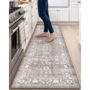 DEXI Kitchen Floor Mats Cushioned Anti Fatigue Runner Rug 23x86 Grey Floral