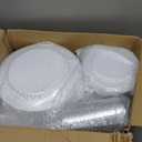 Goodluck 350 Piece Silver Plastic Dinnerware Set for 50 Guests, Fancy Disposable Plates for Party, Include: 50 Dinner Plates, 50 Dessert Plates, 50 Pre Rolled Napkins with Silver Silverware, 50 Cups