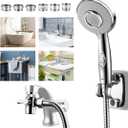 KLLEYNA Shower Head Hose Attachment for Sink/Tub Faucet - ON/OFF Jets Sprayer for Dog Wash/Bathtub Cleaning/Baby Bath/Hair Rinse, Tap Extender Water Nozzle for Bathroom Kitchen Utility Garden Basement