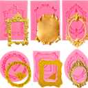 Frame Molds For Chocolate, 6 Piece Silicone Picture Frame Mold, Vintage Photo Fondant Molds for Cake Decorating/Silicone Fondant Mold for making cake, pizza, bread, mousse, jelly, chocolate, pudding