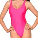 RELLECIGA Women's One Piece Thong Swimsuit (Large), Pink