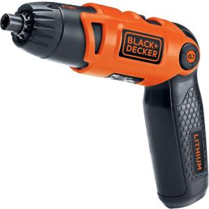 BLACK+DECKER Electric Screwdriver, Cordless, 180 RPM, 3.6V, Spindle Lock with Pivoting Handle, Charger and 2 Hex Shank Bits Included (Li2000)
