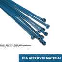 Kable Kontrol Metal Detectable Blue Zip Ties 100 Pcs 8 Inch, 50 Lbs Tensile Strength, Iron Infused Self-Locking Industrial Cable Ties