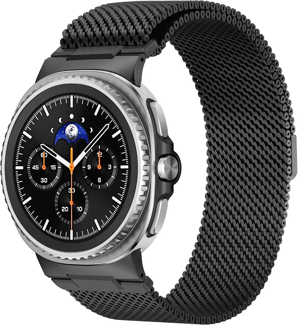 Rugged Stainless Steel Milanese Loop Compatible for Galaxy Watch Ultra 47mm/Watch 8/8 Classic, Strong Magnetic Clasp Metal Strap for Men Women, Adjustable Milanese Mesh Band for Galaxy Watch Ultra Bands/Galaxy Watch 8 Band
