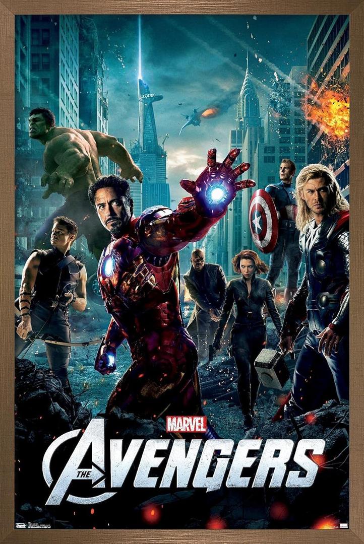 Marvel Avengers: One Sheet Wall Poster, 34L" x 22.4W", Bronze Framed Version