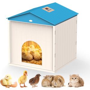 Chick Brooder Plate for Chicks Temperature Control & Display, Chicken Brooder Box for Chicks with Thermostat Fan & Light, 6.5Ft 110V Power Cord Brooder Heater 50W Chick Heat Plate 11.4"Lx11.2"W