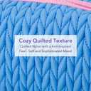 Sylune Knitty Bag  Blue Quilted Makeup Bag for Women, Lightweight Waterproof Cosmetic Organizer, Soft Nylon Travel Pouch, Elegant Gift Choice