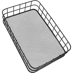Black Metal Wire Cabinet Organizer Storage, Iron Grid Storage, Tray Net Basket Storage for Office, Home Decoration (Black)
