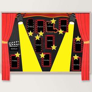 Mooliwe 28 Pcs Movie Night Bulletin Board Classroom Decor Backdrop Red Carpet Movie Party Light Camera Action Star Cutout DIY Bulletin for Welcome School New Grade Door Chalkboard Wall Birthday Decor