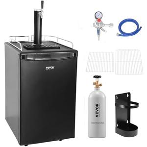 VEVOR Beer Kegerator, Single Tap Commercial Draft Beer Dispenser for D system, Full Size Keg Refrigerator with 5lbs CO2 Tank, Hold 2 Sixth / 2 Ball lock keg, Black
