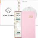 Oucaru 2026 Planner, Weekly and Monthly Planning Calendar, Jan 2026 - Dec 2026, 8.5" x 11", Spiral Bound, 12 Habit Trackers & Monthly Tabs, 2 Storage Pockets, Perfect for Office Home School Supplies (Pink)
