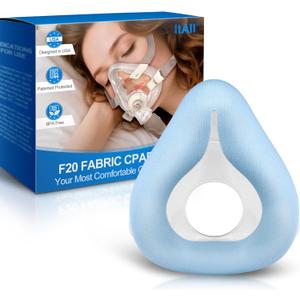 Replacement F20-Style Fabric Mask (Large) - No Silicone Contact, CPAP Full Face Cushion Wrapped by Cooling Fabric for Airfit F20 & Airtouch F20, No Stuffiness Even in Hot Weather (Blue-L)