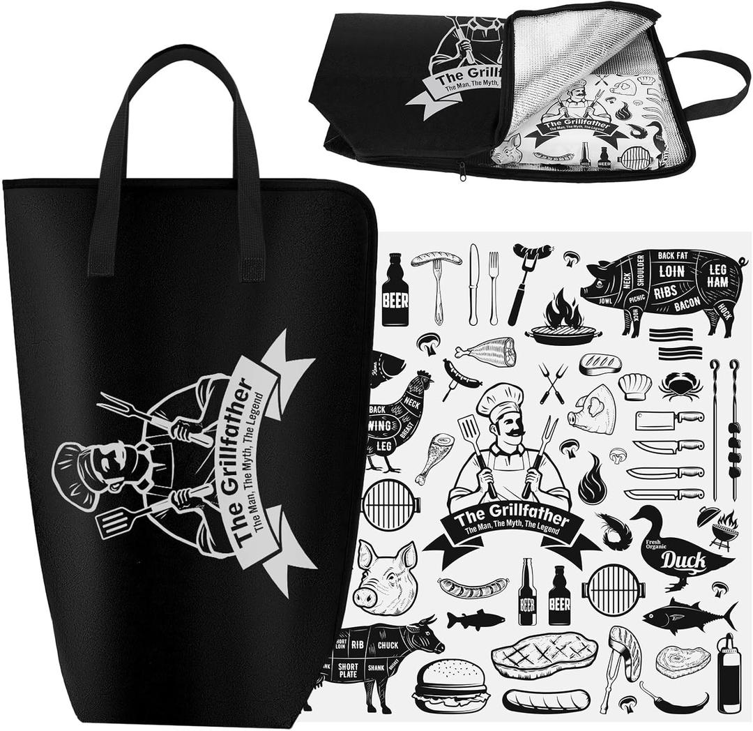 Frienda BBQ Meat Resting Bag with 50 Sheets Butcher Paper, 21" Insulated BBQ Blanket for Brisket & Pork Shoulder, Leakproof Thermal Cooler Bag, Smoker Accessories Grilling Gifts for Men Dad(Black)