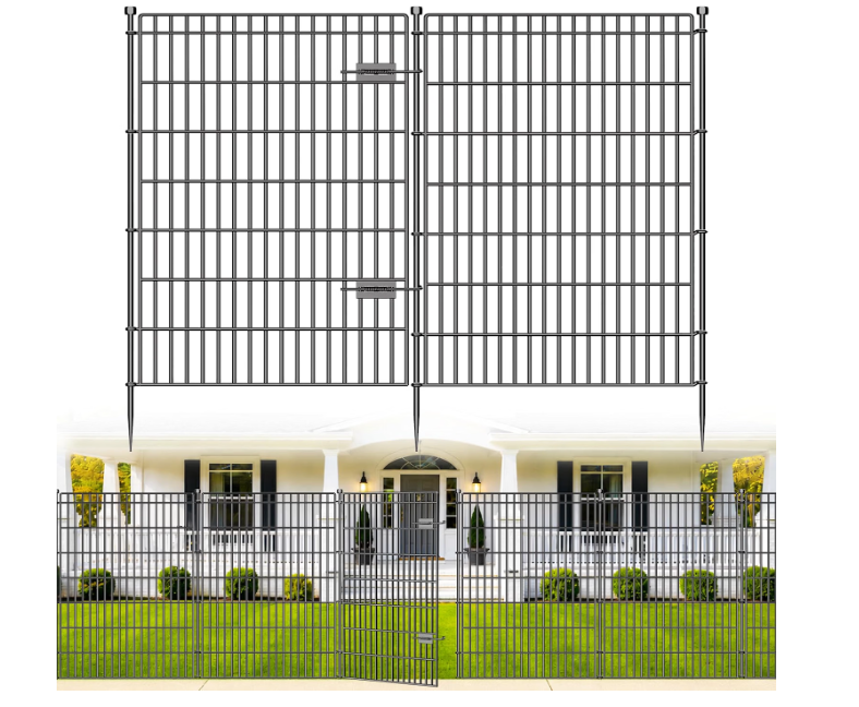 No Dig Garden Fence, Dog Fencing Outdoor for Yard, 10 Panels with Gate
48in(H) × 23.6ft(L) Rustproof Metal Animal Barrier Fence for Gardens, Patios and Decorative Flower Beds, Temporary Fencing