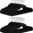 Amazon Basics Slim Velvet Non-Slip Space Saving Suit Clothes Hangers, Closet Organizer, Black/Silver, 100-Pack, Pack of 100