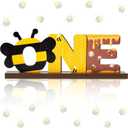OSNIE Bumble Bee ONE Letter Sign Wooden Table Centerpieces Sweet Bee Party Decor for Baby Boys Girls Summer Honey Theme 1st Birthday Milestone Baby Shower Cake Smash Photo Props for One Year Old