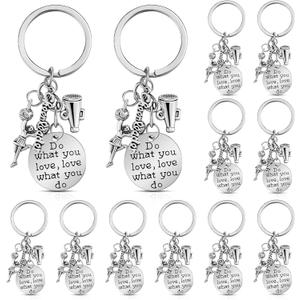 Henoyso Cheerleader Gifts Cheer Keychain Bulk Cheerleading Charm Key Chain Cheer Stuff Team Coach Gifts for Girls Women, 12