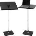 Acrylic Podium Stand, Angle Adjustable 44in Lecterns & Podiums for Churche Lectern, Concert Music Stand, Wedding Declaration, Office Meeting, Classroom Lecture, Laptop Computer Holder (Clear Black)