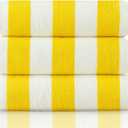 Cabana Yellow Stripe Towel - 3 Pack - 100% Ring Spun Cotton - Oversized Pool & Beach Towels, 30 x 60 Inches, for Men, Women & Kids  Highly Absorbent & Lightweight (Yellow)