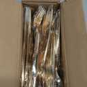 Rubtlamp 90Pcs Gold Plastic Silverware, Gold Disposable Utensils, Plastic Cutlery Include 30 Plastic Knives, 60 Forks and Spoons, Fancy Plastic Silverware Heavy Duty for Party