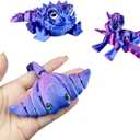 3Pcs 3D Printed Animals - Articulated Toys, Movable Joints, Stress Relief Toys, Desktop Home Office Decorations, Birthday, Halloween, (Dragon, Stingray, Pony) (Purple)