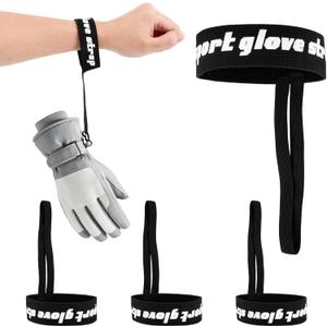 Tookie 4pcs Sport Glove Safet-y Strap, Elastic Wrist Leash Glove Straps, Adjustable Ski Glove Wrist Straps Universal Strap for Skiing, Snowboarding, and Outdoor Activities(Black)